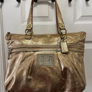 Coach Poppy B1269-20361E Metallic Gold Leather Glam Tote W in VGUC